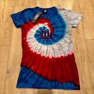NFL Team Apparel NY Giants Tie-Dye 100% Cotton Red White & Blue Womens XS